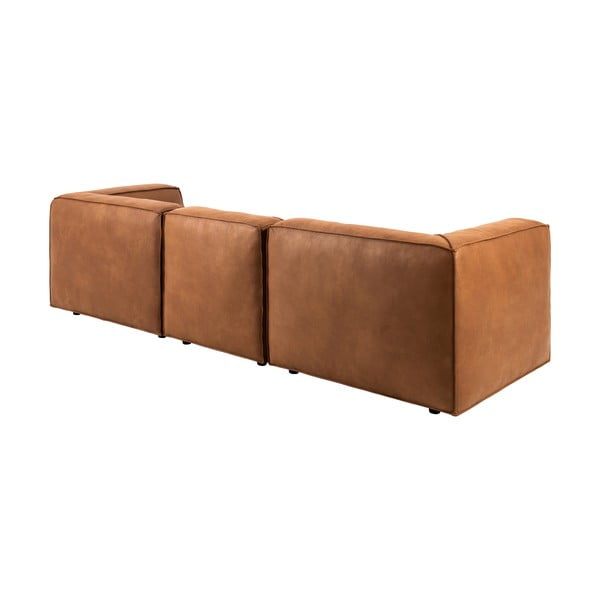 Konjaka brūns stūra dīvāns no pārstrādātas ādas Bonami Selection Fairfield, labais stūris, 282 cm-image-4