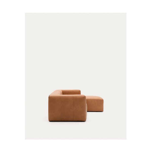 Brūns ādas stūra dīvāns (ar labo stūri/ar zvilni) Blok – Kave Home-image-3