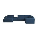 Tumši zils stūra dīvāns no buklē auduma (U veida) Roxy – Scandic