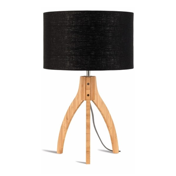 Galda lampa ar melnu abažūru un bambusa struktūru Good&Mojo Annapurna