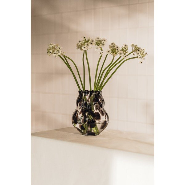 Tumši brūna stikla rokām darināta vāze (augstums 22 cm) Dam – noo.ma-image-1