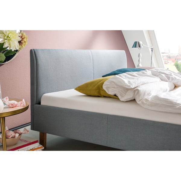 Zila/pelēka polsterēta divvietīga gulta bez režģa 140x200 cm Lena – Meise Möbel-image-2
