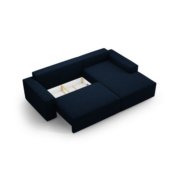 Tumši zils salokāms stūra dīvāns no buklē auduma (ar labo stūri) Jodie – Micadoni Home-image-4