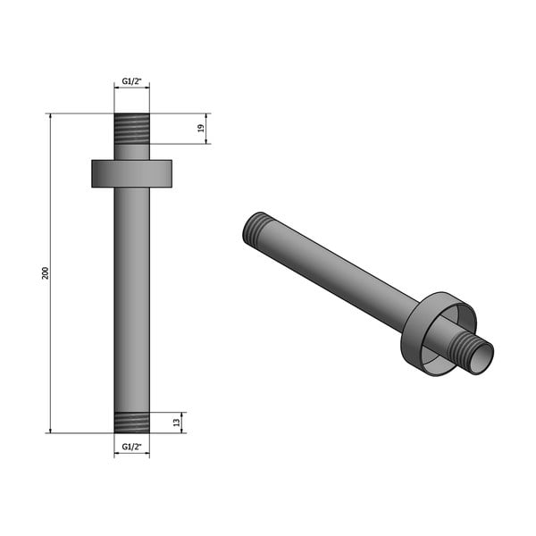 Matēti melna misiņa dušas savienojuma daļa – Sapho-image-1