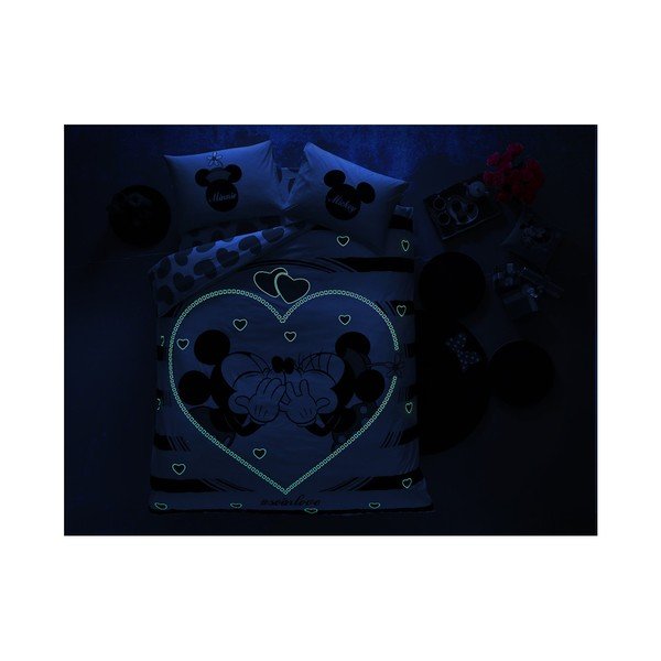 Kokvilnas gultas pārklājs Tac Mickey & Minnie Amour, 200 x 220 cm-image-1