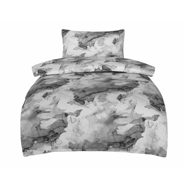 Pelēka vienguļamā gultas veļa no kokvilnas satīna 140x200 cm Deluxe Minerals – My House