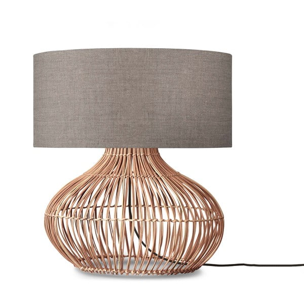 Bēša/dabīga toņa galda lampa ar auduma abažūru (augstums 60 cm) Kalahari – Good&Mojo
