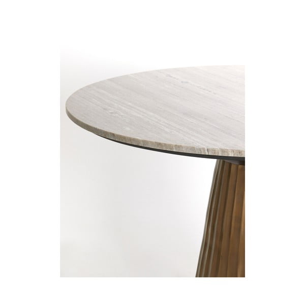Bronzas krāsas/dabīga toņa apaļš ēdamgalds ar marmora imitācijas galda virsmu ø 100 cm Rianne – Light & Living-image-1