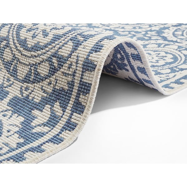 Zils un krēmkrāsas āra paklājs NORTHRUGS Jardin, 80 x 250 cm-image-2