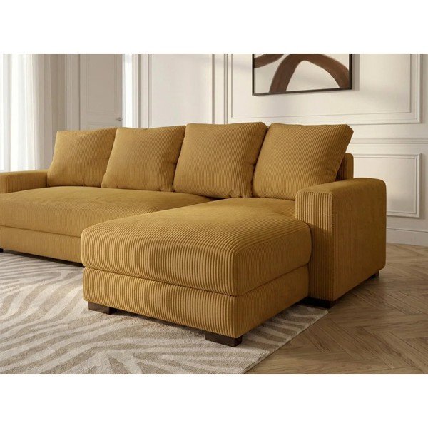Dzeltens velveta salokāms/ar uzglabāšanas vietu stūra dīvāns (ar labo stūri/ar zvilni) Campi – Bobochic Paris-image-4