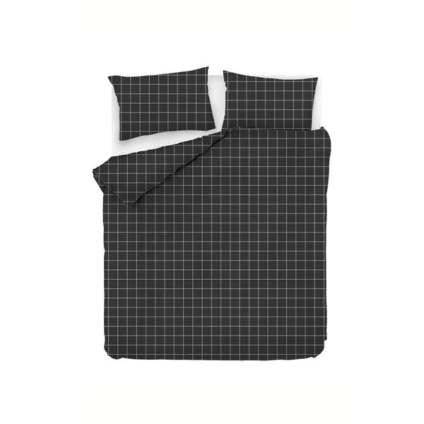 Melna pagarināta kokvilnas gultas veļa divguļamai gultai 200x220 cm Piga – Mijolnir