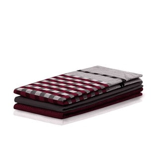 3 bordo un melni kokvilnas tējas dvieļu komplekts DecoKing Louie, 50 x 70 cm