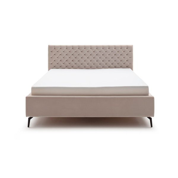 Balta/krēmkrāsas polsterēta divvietīga gulta ar veļas kasti ar redelēm 180x200 cm La Maison – Meise Möbel-image-3