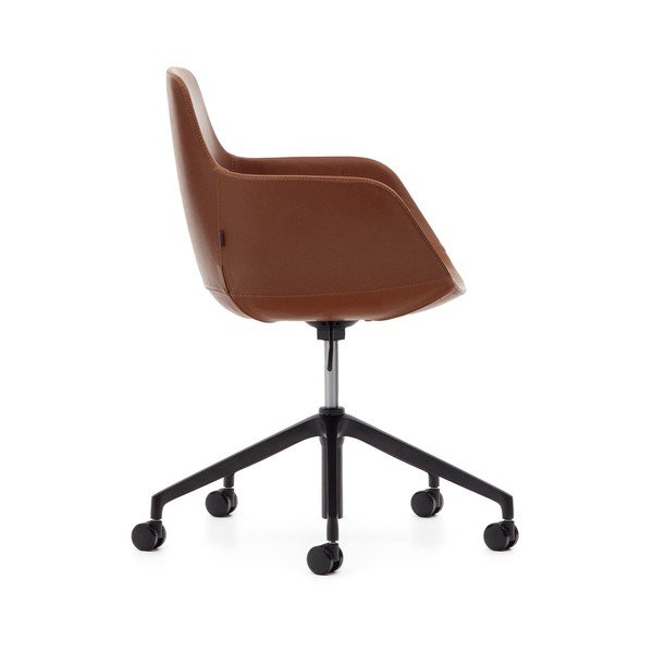 Konjakbrūns mākslīgās ādas biroja krēsls Tissiana – Kave Home-image-3