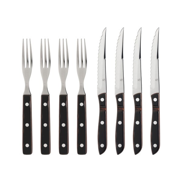 Melns/sudraba krāsas nerūsējošā tērauda galda piederumi (8 gab.) Old Farmer Classic – Gense