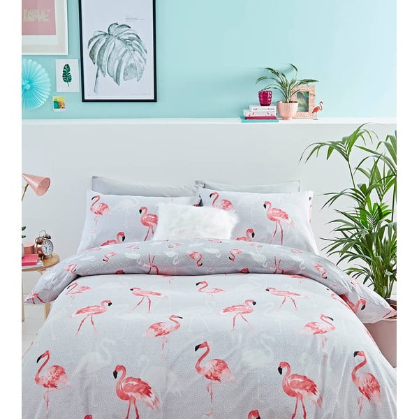 Divvietīga gultasveļa ar flamingo Catherine Lansfield, 220 x 230 cm