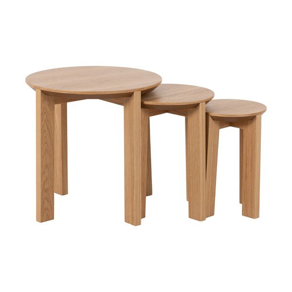 Apaļi sānu galdiņi no ozolkoka imitācijas (3 gab.) ø 50 cm Maxime – Actona-image-3