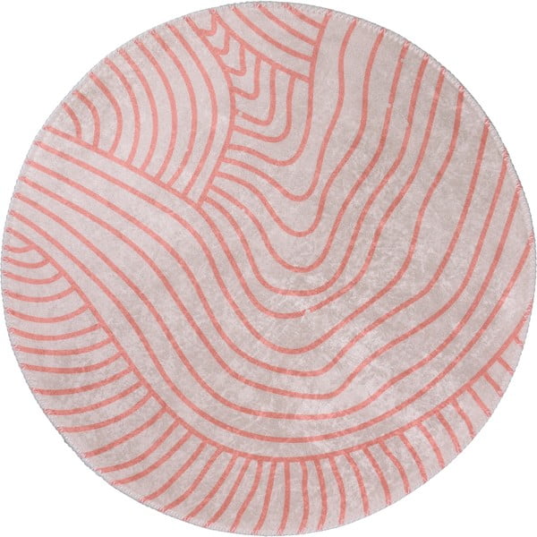 Gaiši rozā/krēmkrāsas mazgājams apaļš paklājs ø 120 cm Yuvarlak – Vitaus