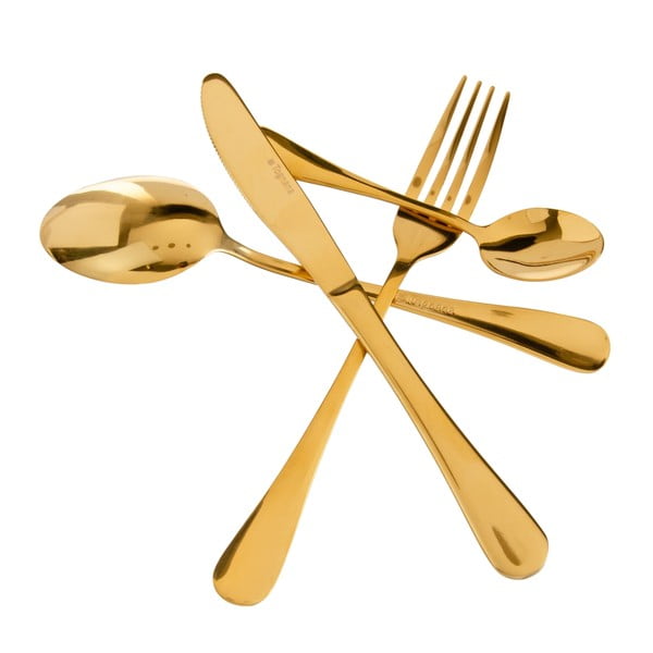 Zelta krāsas nerūsējošā tērauda galda piederumi (24 gab.) – Ixia-image-2