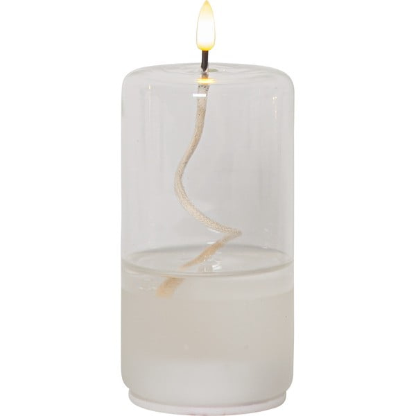 Balta LED svece no stikla Star Trading Flamme Float, augstums 17,5 cm