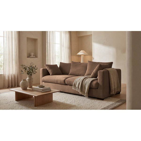 Gaiši brūns velveta dīvāns 220 cm Comfy – Scandic-image-1