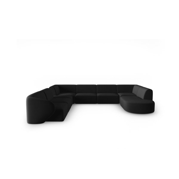 Melns samta stūra dīvāns (ar kreiso stūri/U veida) Paolo – Milo Casa