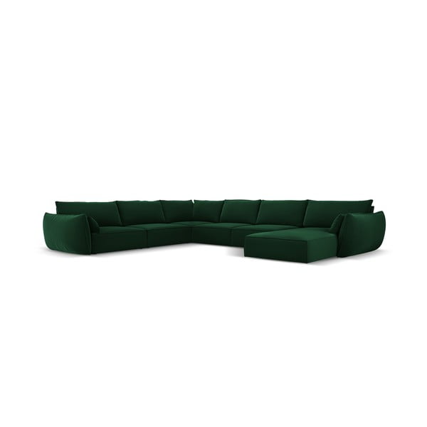 Tumši zaļš samta stūra dīvāns (ar kreiso stūri/U veida) Vanda – Mazzini Sofas-image-2