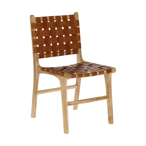 Konjakbrūni/dabīga toņa ādas pusdienu krēsli (2 gab.) Calixta – Kave Home