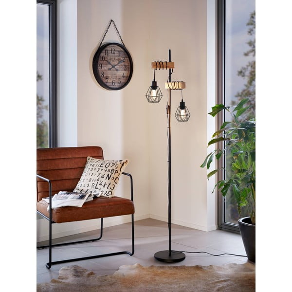 Melna/dabīga toņa stāvlampa (augstums 166,5 cm) TOWNSHEND 5 – EGLO-image-1