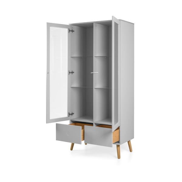 Pelēka vitrīna ar ozolkoka kājām Tenzo Dot, augstums 175 cm-image-3