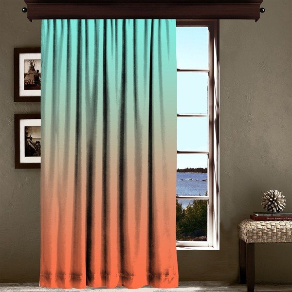 Oranžs un tirkīza aizkars Curtain Tageho, 140 x 260 cm-image-1