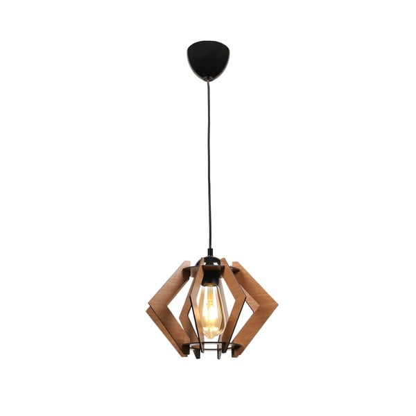 Melna griestu lampa ar koka abažūru – Squid Lighting