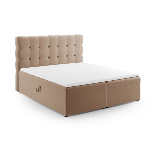 Gaiši brūna atsperu gulta ar veļas kasti 180x200 cm Bali – Cosmopolitan Design