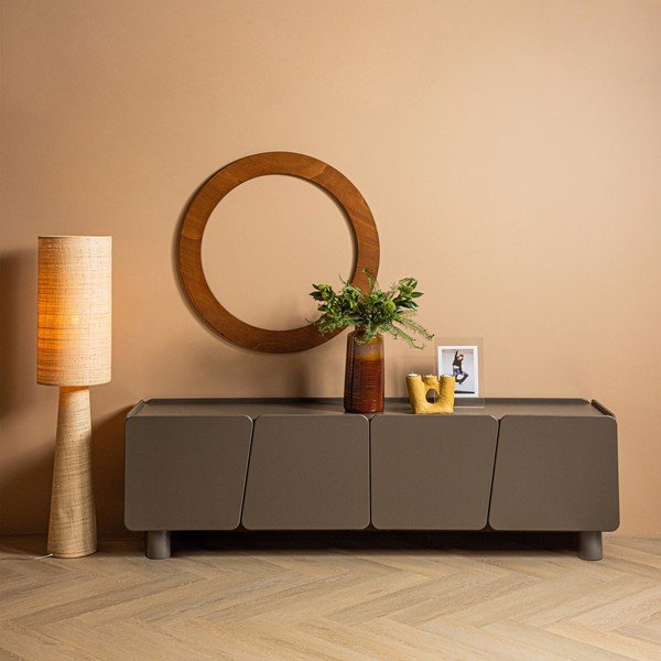 Brūns priedes masīvkoka TV galdiņš 200x58x45 cm Root – WOOOD-image-1