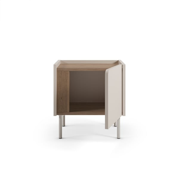 Krēmkrāsas/dabīga toņa naktsskapītis ar ozolkoka imitāciju Lucile – Marckeric-image-4