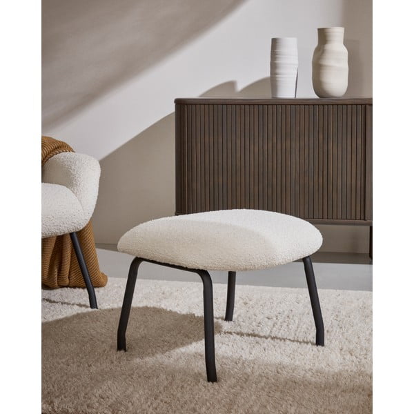 Krēmkrāsas pufs no buklē auduma Belina – Kave Home-image-4