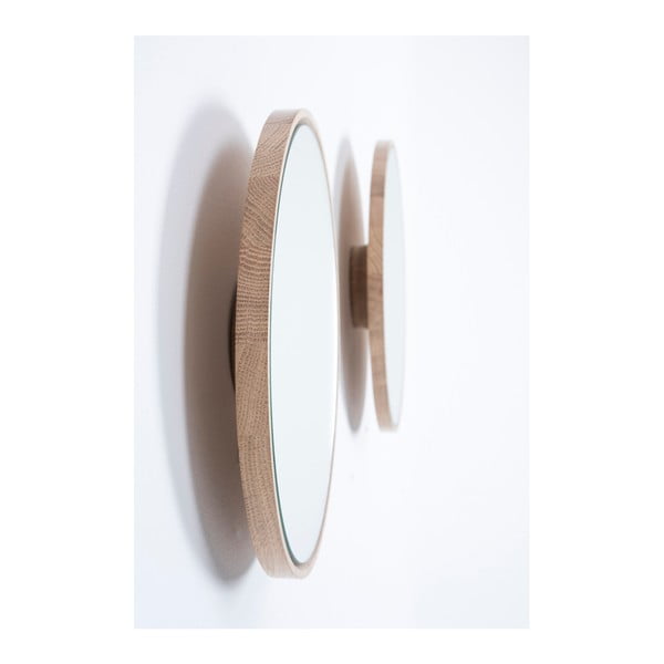 Sienas spogulis ar ozola masīvkoka rāmi Gazzda Look, ⌀ 27 cm-image-3