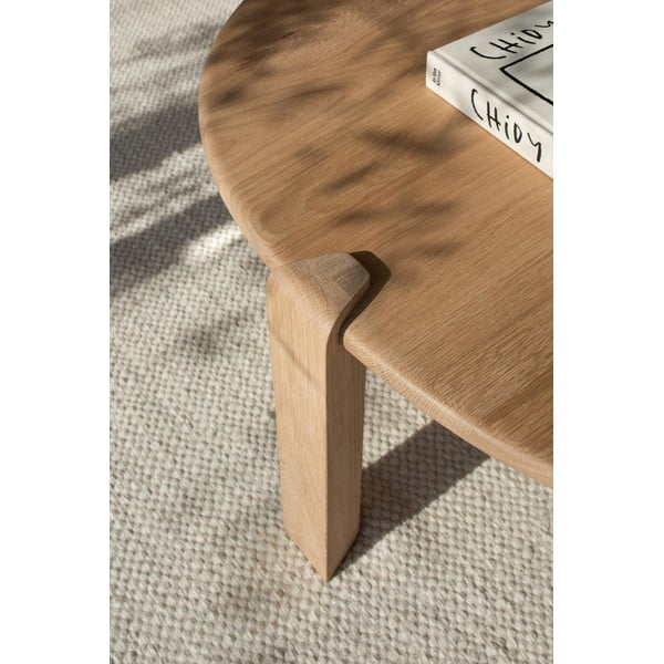 Dabīga toņa ozola masīvkoka žurnālgaldiņš 80x150 cm Kulin – Gazzda-image-2