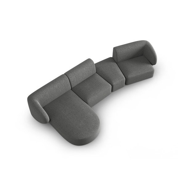 Pelēks stūra dīvāns no šenila auduma (ar kreiso stūri/ar zvilni) Paolo – Milo Casa-image-1