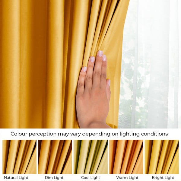 Dzeltens samta daļēji gaismu necaurlaidīgs aizkars 140x245 cm Eyelets – Restilo-image-4