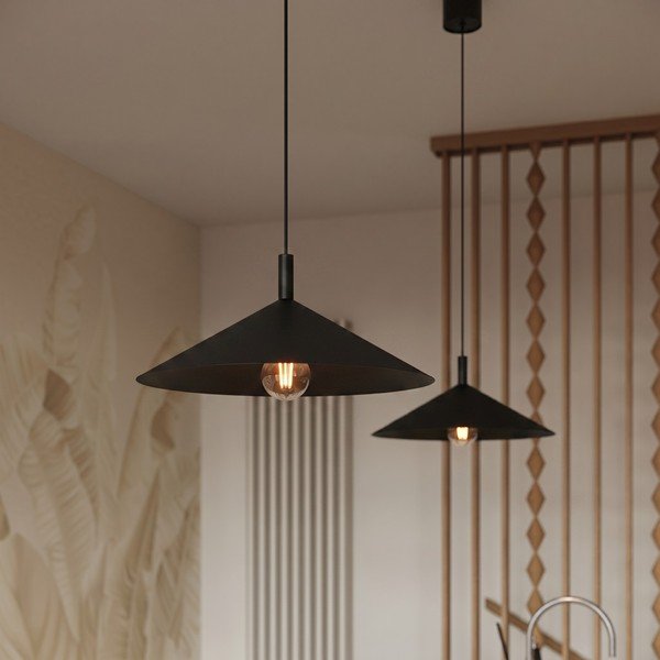 Melna tērauda piekaramā lampa ø 40 cm Zylo – Sollux-image-1