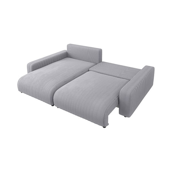 Gaiši pelēks velveta salokāms stūra dīvāns (ar maināmu stūri) Sara – Ropez-image-4