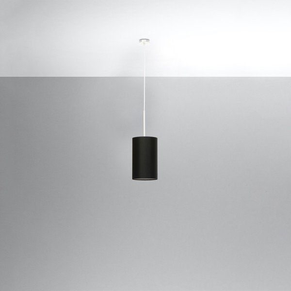 Melna piekaramā lampa ar auduma abažūru ø 15 cm Volta – Sollux-image-2