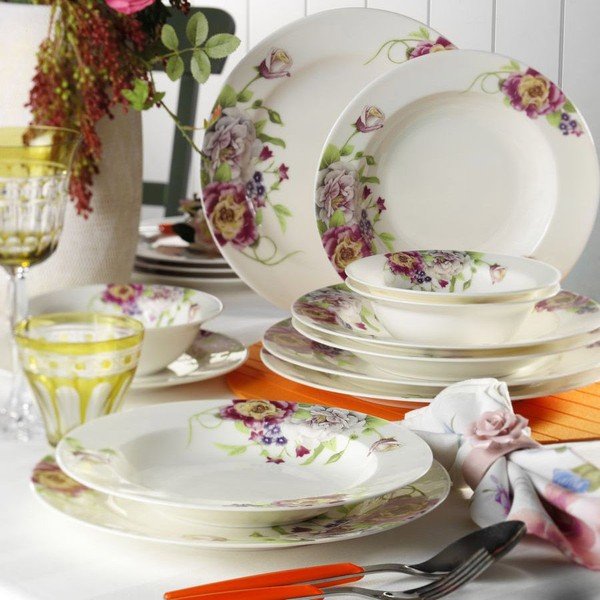 24 gabalu Kutahya Spring porcelāna trauku komplekts-image-1