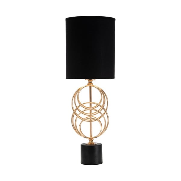 Melna/zelta krāsas galda lampa no auduma (augstums 58,5 cm) Circly – Mauro Ferretti