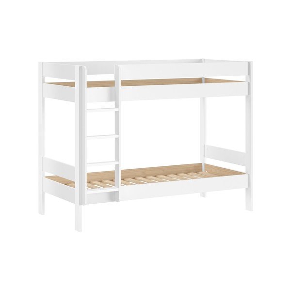 Balta divstāvu bērnu gulta ar redelēm 90x200 cm Primo – Vipack