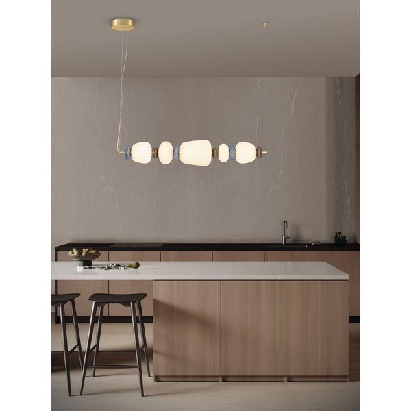 Balta/zelta krāsas metāla LED piekaramā lampa ar regulējamu spilgtumu ar porcelāna abažūru/ar stikla abažūru Palo – Nova Luce-image-2