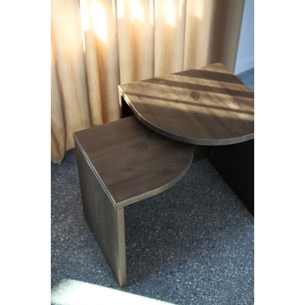 Tumši brūni priedes masīvkoka žurnālgaldiņi (2 gab.) Combine – Karup Design-image-4