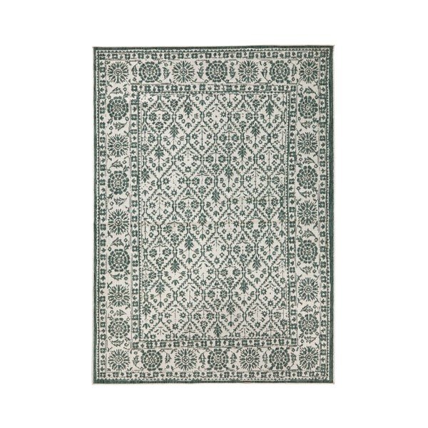 Pelēks un zaļš rakstains divpusējs paklājs Bougari Curacao, 200 x 290 cm