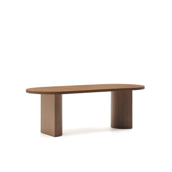 Apaļš ēdamgalds ar valrieksta koka imitācijas galda virsmu 100x200 cm Nealy – Kave Home-image-4